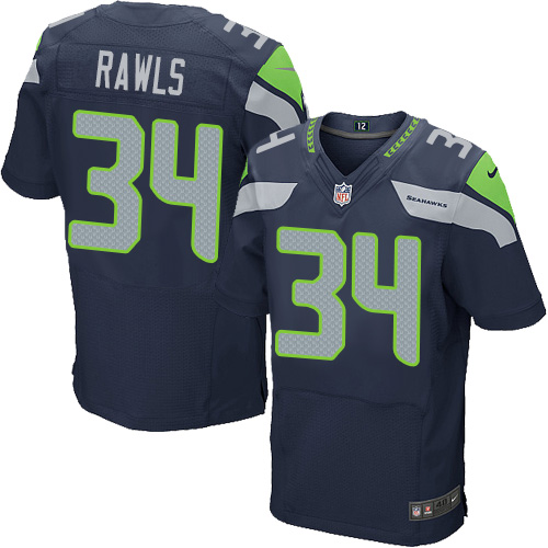 Men's Elite Thomas Rawls Nike Jersey Navy Blue Home - #34 NFL Seattle Seahawks